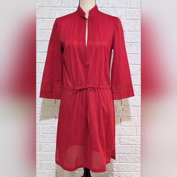 Tory Burch Sz 4 Red Pool Beach Cover-up Dress Drawstring Lightweight w/Dust Bag - Picture 1 of 16
